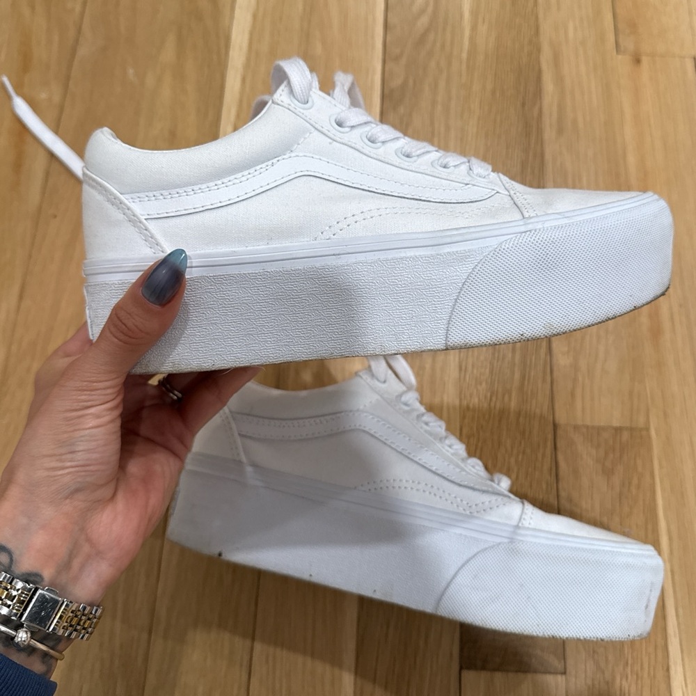 Women's White Platform Sneakers